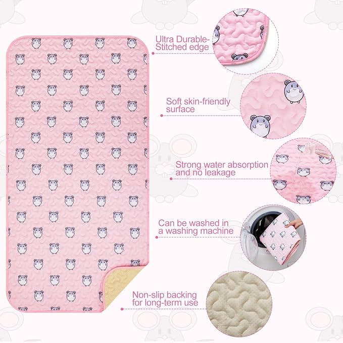 Huhumy 2 Pcs 47 x 24 Inch Guinea Pig Washable Cage Liners Reusable Mat Non Slip Absorbent Guinea Pig Pads for Small Animals Bedding Hamster Rabbit Rat(Vivid Style)