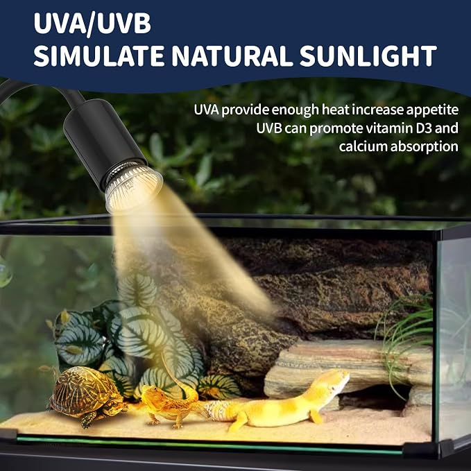 GOZILLA 4 Pack Reptile Heat Lamp, E27 UVA UVB Reptile Light Bulb, Heat Light Bulb for Tortoise, Bearded Dragon, Snakes.(2PCS 25W + 2PCS 50W)