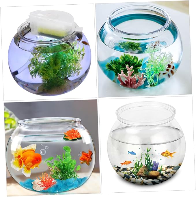 DOITOOL Round Fish Bowl for Betta Fish 3 Gallon Inexpensive Plastic Tank Portable Desktop Aquarium for Home Office