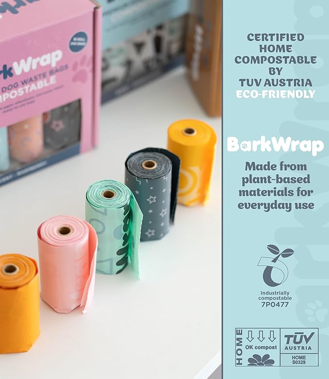 Biodegradable Compostable Dog Poop Bags Rolls – 240 Bag Extra Thick Plant Based Leak-Proof Dog Waste Bags, Easy Open, Certified Home Compostable Earth Friendly 10% To Charity