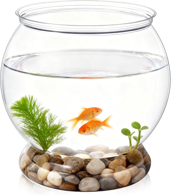 Mini Plastic Fish Bowl, 38 Oz Decorative Small Fishbowl, Round Plastic Fish Tank, Unbreakable Aquarium Fish-Bowls for Party Decorations, Centerpiece Vases, Hydroponic Planter and Home Decorations
