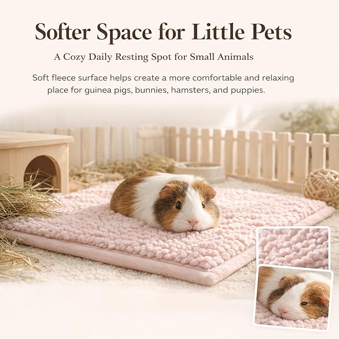 Guinea Pig Fleece, 6 Pack Guinea Pig Cage Liners Washable, 11.81 x 19.69 Reusable Guinea Pig Bedding, Non-Slip Animal Sleeping Mats for Guinea Pig Puppy Bunny Hamster (Blue)