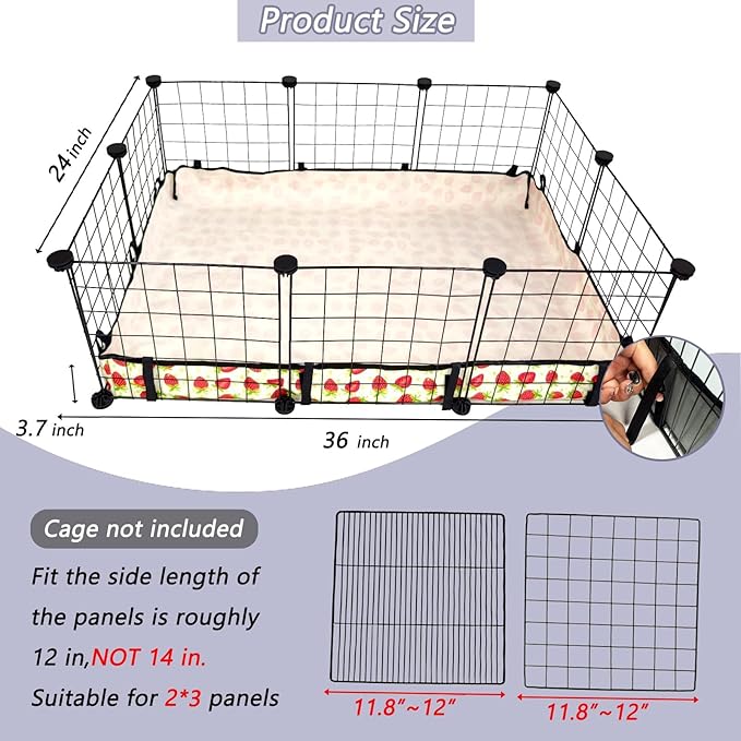 Guinea Pig Cage Liner，Washable Waterproof Oxford Cloth Cage Liners for Small Animals,Hamster Chinchilla Hedgehog Rabbit and Other Small Animals Not Include Cage
