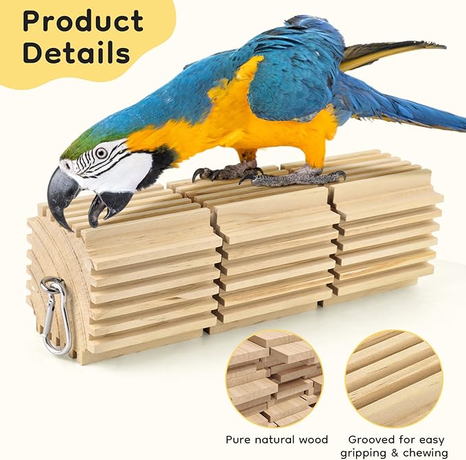 DBNESS Large Parrot Chew Toys, Natural Wooden Hanging Bird Foraging Toy Beak Grinding Blocks for African Grey, Amazon Parrots, Eclectus, Macaws