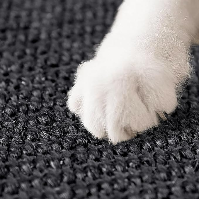 Graciadeco Black Cat Scratching Mat Sisal, 2 Packs Sisal Fabric Large Cat Scratching Pad for Indoor Cats with Adhesive Hook Loop Tape, Wall Scratchers for Indoor Cats 23.6" x 15.7"