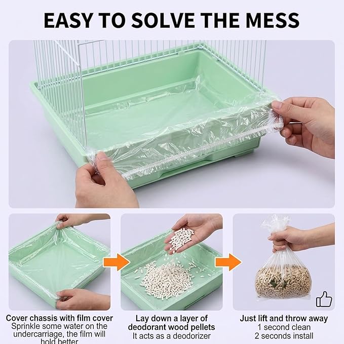 Bird Cage Liners, 80 Disposable Bird Cage Liner Bags, Quick and Easy Bird Cage Cleaning