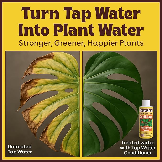 Tap Water Conditioner for Plants, 4 oz - Conditions Tap Water for Houseplants, Supports Balanced pH, Indoor Plant Care Drops for Root Support & Greener Leaves, Treats 500+ Gallons, 2–3 Day Results
