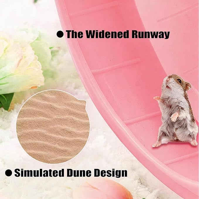 Hamster Wheel, 7 inch Silent Hamster Exercise Running Wheel with Stand,Pet Small Animals Exercise Running Toys,Adjustable Quiet Spinner for Guinea Pigs, Sugar Gliders, Gerbils (Pink)