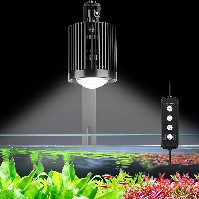 fishkeeper Clip On Aquarium Light, 24/7 Fish Tank Light with Timer, DIY 3 Colors & 10 Brightness Full Spectrum Aquarium LED Lights with Adjustable Metal Clamp for Freshwater Plants Fish Tanks (60W)