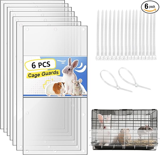 Harhana Cage-Guard, 6 Packs Clear Transparent Pet Cage Protector, Chew-Proof Barrier for Hamster, Rabbit, Bird Cages, DIY Customizable Edge Cover to Protect Wires & Prevent Mess