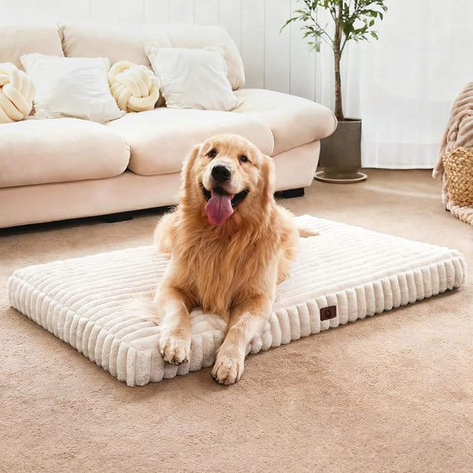 Dog Beds for Extra Large Sized Dog, Orthopedic Pet Bed with Waterproof Lining, Soft Short Plush Surface & Egg Crate Foam, Machine Washable Pet Mat with Removable Cover & Anti Slip Bottom