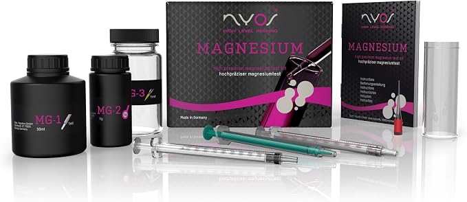 NYOS® Magnesium Reefer Test Kit for Saltwater Aquariums - 15 mg/l Precision - 50 Tests - Lab Quality - German Made Reagents
