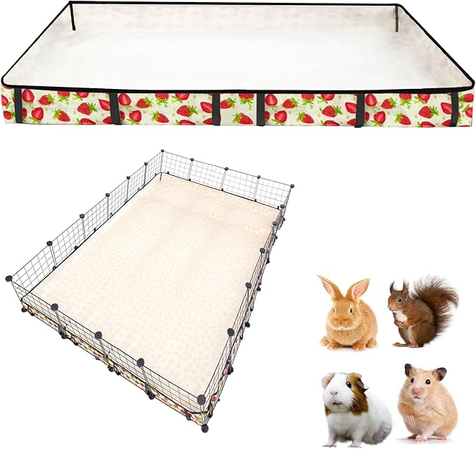 Guinea Pig Cage Liner，Washable Waterproof Oxford Cloth Cage Liners for Small Animals,Hamster Chinchilla Hedgehog Rabbit and Other Small Animals Not Include Cage(48x72 inches)