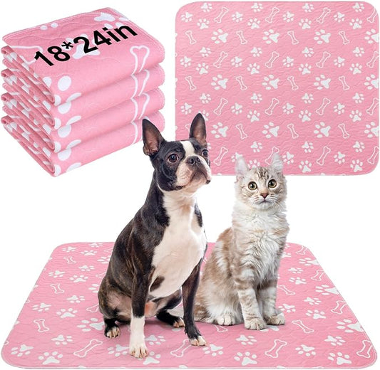BEAUTYZOO 4 Pack Washable Pee Pads for Dogs, Reusable Puppy Pads for Potty Training, Waterproof Super Absorbent Whelping Pads Mats Non Slip Against Urine for Small Medium Dogs Cats, 18" x 24"