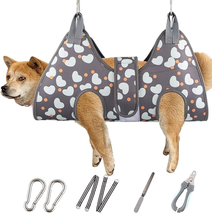 ATESON Dog Grooming Hammock with Nail Clippers/Nail Trimmers, Dog Grooming Harness for Nail Trimming, Pet Grooming Sling Helper for XL Large Dogs