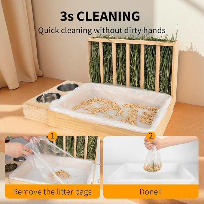 BESNEW Small Animal Bedding & Litter,50 pcs Disposable Rabbit Cage Liner Bags 3s Quick Clean for Bunny Cat Guinea Pig Ferret Chinchilla