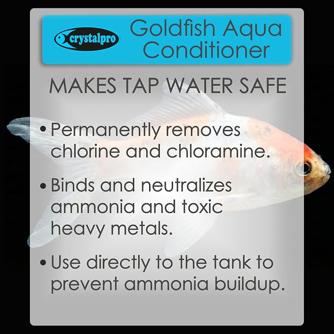 Crystalpro Goldfish Water Conditioner Treats 660 Gallons - Concentrated Goldfish Water Conditioner Neutralizes Chlorine and Ammonia (4.2 Oz-125 ml)