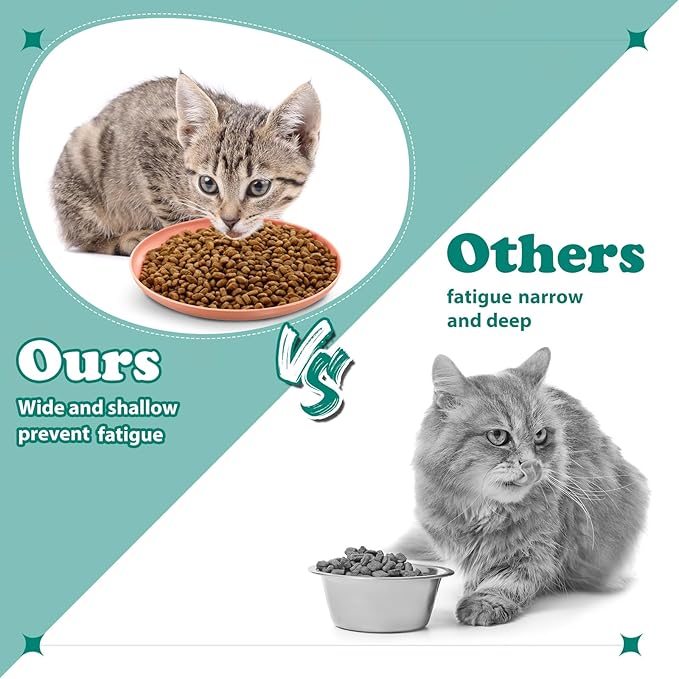 Gerrii 12 Pieces Beard Fatigue Relief Cat Bowl 6 Inch Round Shallow Cat Food Dish Wet Feeding Bowls Wide and Small Pet Dish for Kittens and Short Legged Kitten, Wheat Straw(Light Colors,Classic)
