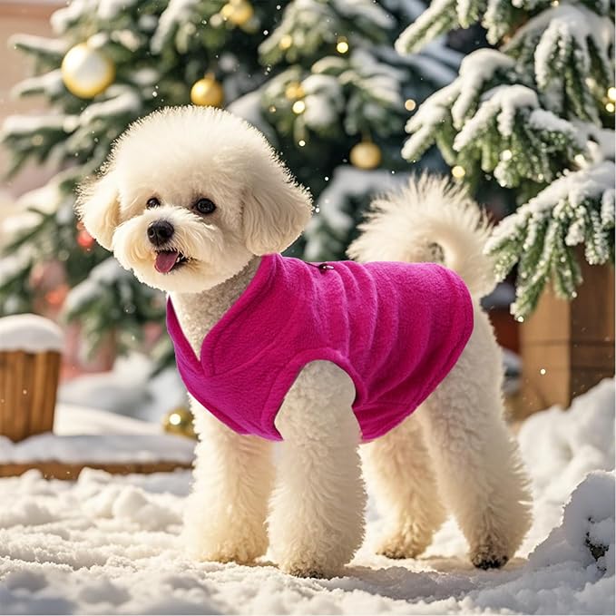 Rbenxia 1 Piece Dog Sweater with Leash Ring Soft Fleece Vest Dog Pullover Warm Jacket Pet Dogs Clothes Winter Dogs Outfits for Small Puppy Cat Pets (Rose Red, Large)
