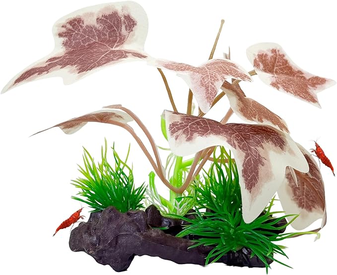 CTWPets Betta Driftwood Decor – Soft Silk Aquarium Plant for Betta Fish, Shrimp, and Tropical Tanks – Safe, Vibrant Aquascape Decoration (Cream Marble)