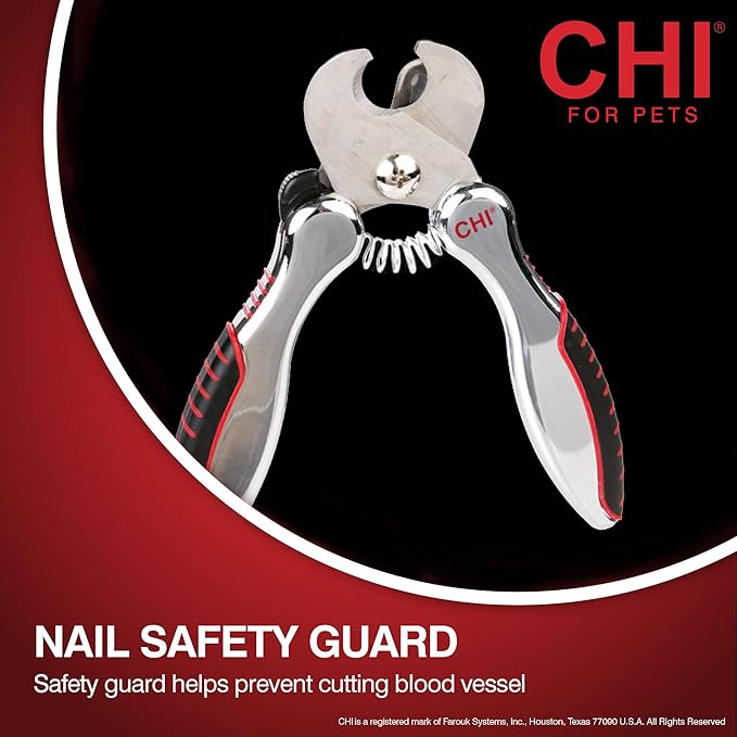 CHI for Dogs Nail Clipper for Large Breeds - Stainless Steel Dog Nail Trimmer with Safety Guard and Non-Slip Ergonomic Handle for Controlled Trimming of Thick Nails, Standard Nail Clipper, Large