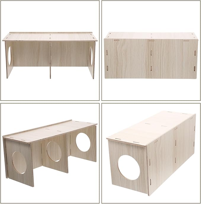 Gadpiparty Wooden Hamster Habitat with Two Rooms, Wood Cabin and Hideout for Guinea Pigs, Mice, Rats, and Small Pets – Toy for Play and Rest