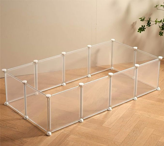 LURIVA Transparent Clear Small Animal Playpen, Guinea Pig Cages, Puppy Dog Playpen, Pet Playpen, Rabbit Bunny Indoor Fence Pen Enclosure, White Clear Plastic Playpen,12X12 Inch, 12Panels