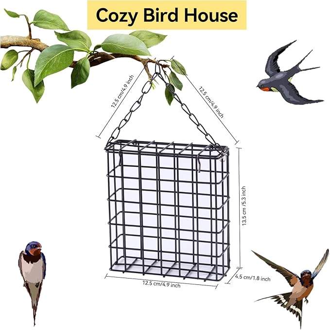 Bird Nesting Material Set Globe Humming Bird Nesters Hanging Bird House for Outdoor Wild Bird Nesting Station Cozy Resting Place, black (z33)