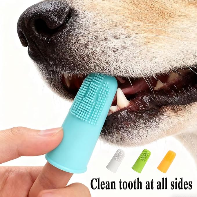 YMCCOOL Triple Head & Double Head Dog Toothbrush Set,360 Degree Toothbrush,Finger Rubber Toothbrush, Multi-Angle Dental Cleaning Brushes forDog Cat Oral Dental Health