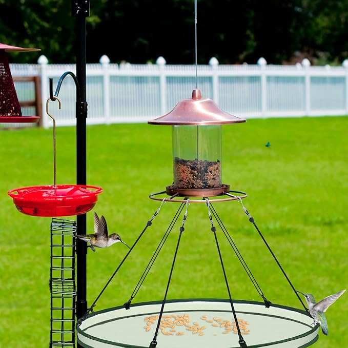 FoldTier 2 Pieces 30 Inch Universal Wild Bird Seed Catcher Hanging Hoop Platform Bird Seed Catcher Tray for Hummingbird Feeders Bee Feeder Outdoor Garden Accessories