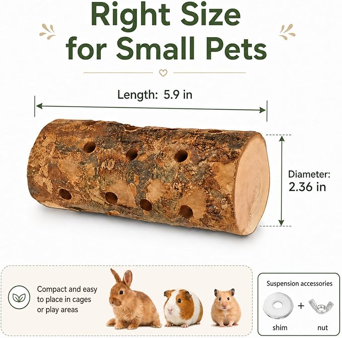 Apple Wood Chew Toys for Small Animals - Molar Wood Treats & Cage Accessories for Rabbits, Hamsters, Guinea Pigs, Mouse, Bunny Teeth Care