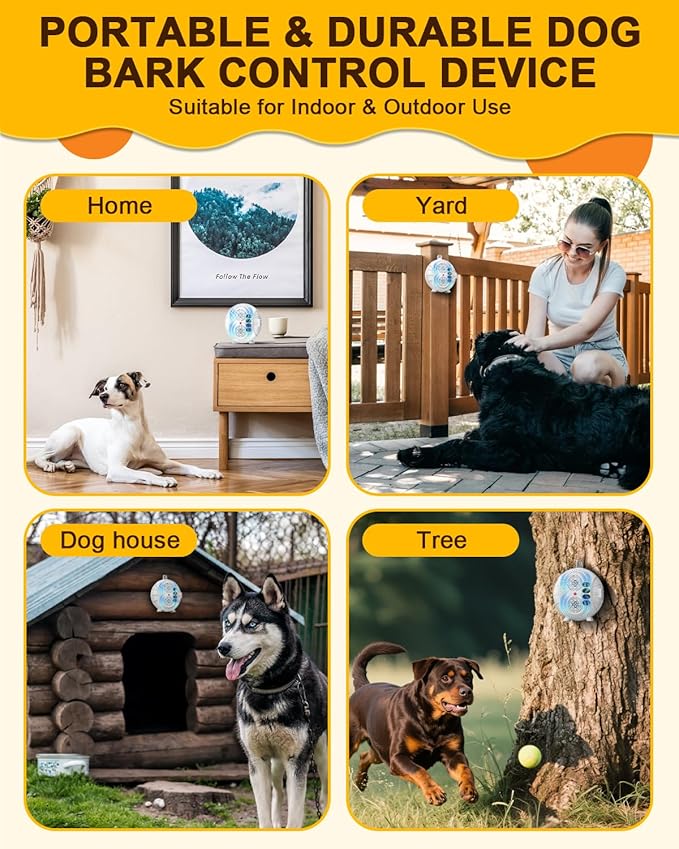 Anti Barking Device for Dogs, Rechargeable Ultrasonic Bark Box with 3 Adjustable Modes, Safe 35FT Dog Bark Deterrent Device & Dog Barking Silencer for Indoor and Outdoor Use (White)
