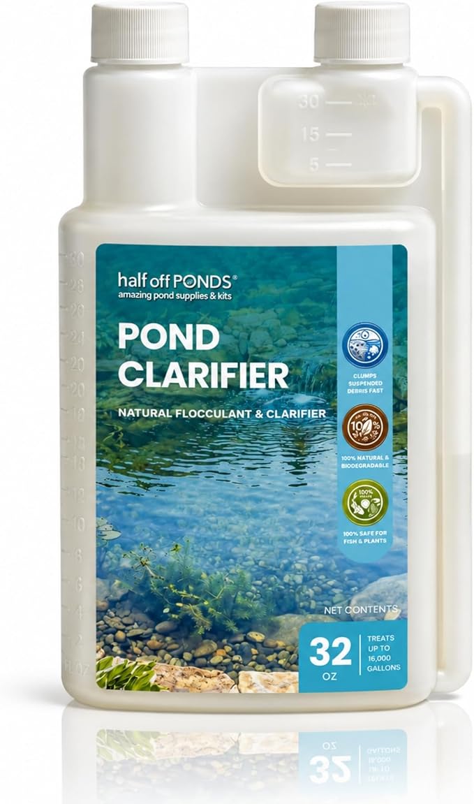 Natural Pond Flocculant for Cloudy Water & Suspended Particles, 32 oz | Natural flocculant, binds suspended particles, clears cloudy water, improves filter performance, fish and plant safe