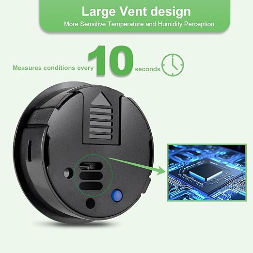 4-Pack Mini Hygrometer Thermometer Indoor Round Humidity Meter | Small Digital LCD Monitor Thermometer Temperature Gauge Humidity Sensor (℉) or (℃) for Reptile Thermostat, Jars