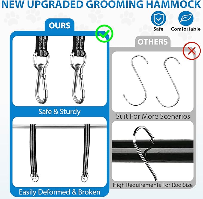 ATESON Pet Grooming Hammock Harness for Large Giant Dogs Nail Trimming, Dog Sling for Cutting Nails, Dog Hanging Holder Hanger with Nail Clippers, Nail File, Scissors XXXL