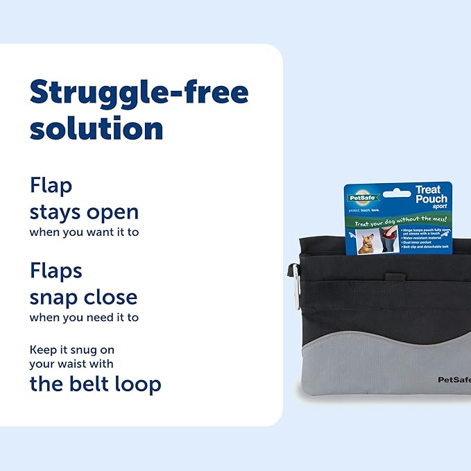 PetSafe Treat Pouch Sport - Easy Access Waterproof Treat Pouch for Daily Use - Convenient Phone & Keys Carry with Divided Inner Pocket & Front Storage Pocket - Adjustable Fit - Standard - Black