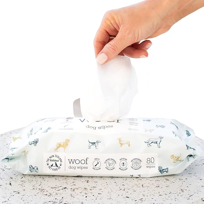 Woof Dog Wipes - Pet Wipes for Dogs with Manuka Honey, Gentle for Body,Eyes,Ears & Paws - 80 Counts-26.5 oz