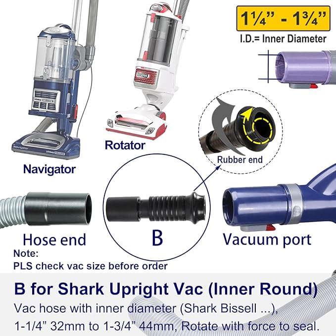 Portek Dog Brush Vacuum Attachment for Shark Navigator Lift Away NV360 Rotator NV501 Rocket HV301 HV322 Stratos AZ300..., Pet Hair Shedding Grooming Tool Kit with Extension Hose Adapters