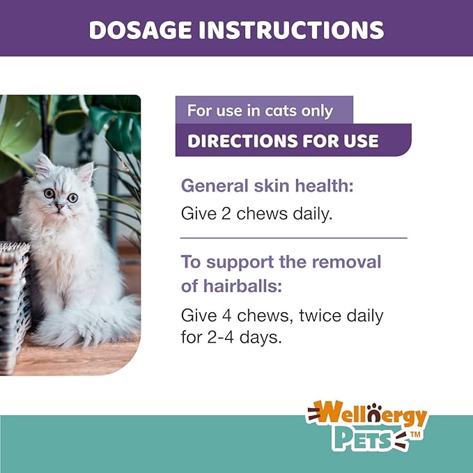 Natural Hairball Control Chews for Cats – Hairball Remedy & Aid with Omega 3 6 Fatty Acids, Zinc, Biotin, Cranberry, and Fiber. Promotes Skin & Coat, Digestive, Urinary Health. 30ct