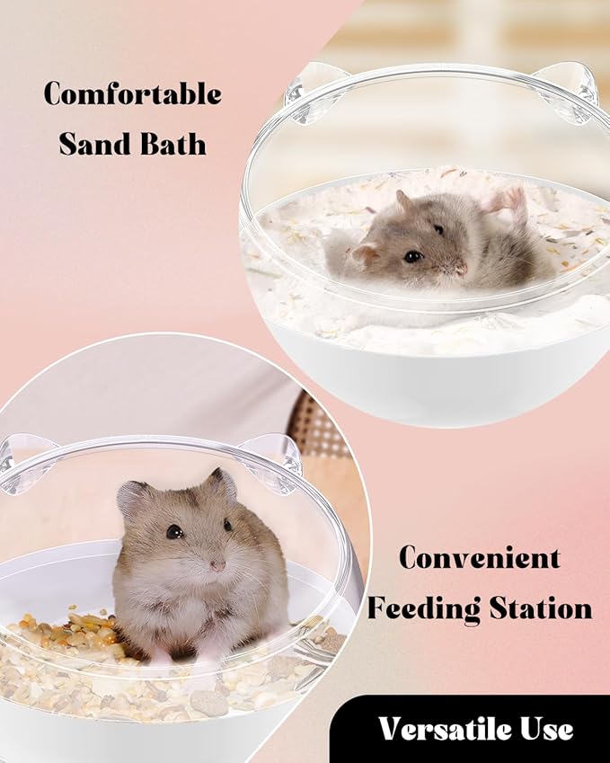 Pawfly Hamster Sand Bath Container, Hamster Sand Bath Box, Hamster Bathtub, Hamster Bathroom, Hamster Toilet, Plastic Dust Bath for Dwarf Hamsters, Syrian Hamster, Mice, Gerbils & Small Animal, White
