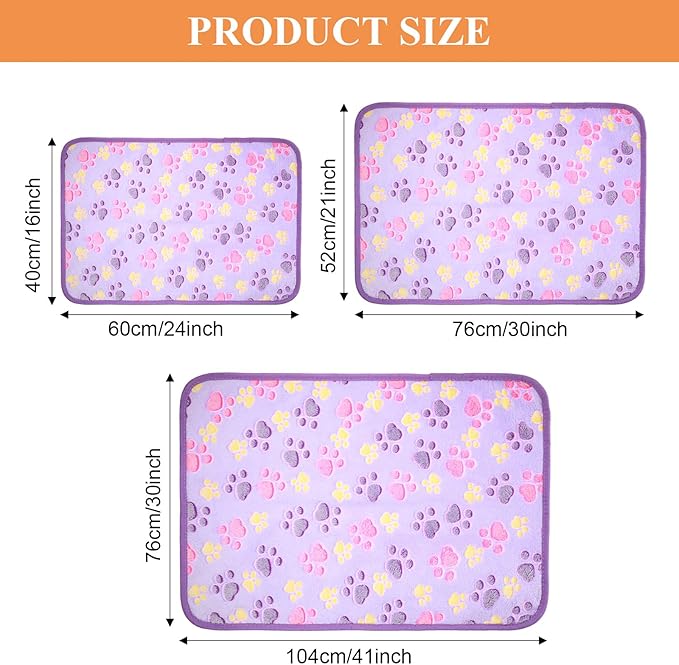 Tatuo 4 Pack Fleece Dog Blankets for Puppy Cats Multi-Size Sleep Mat for Pet Guinea Pig Soft Washable Warm Crate Bed Puppy Teething Toys Print Pattern Blanket Indoor(Mixed Color,41 x 30 Inch,Paw)