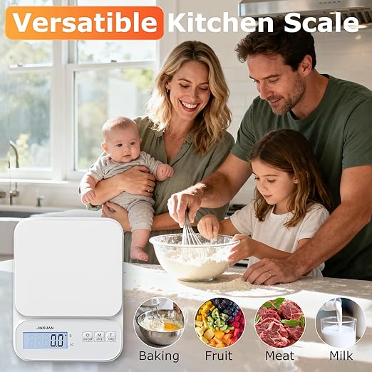 Kitchen Scale Food Scale 5kg/0.1g Digital Scale Food Weighing Scale for Cooking Baking Weight Loss, Rechargeable Coffee Scale Precision Baking Scale with Large Backlit LCD Display, USB Cord