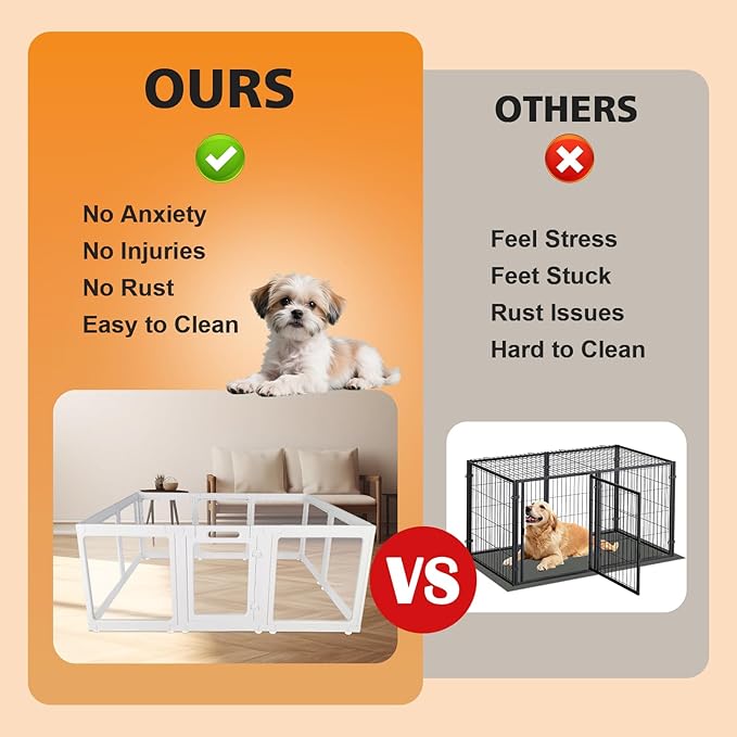 Clear Acrylic Plastic Dog Playpen with Door, 23.6"H Transparent DIY Puppy Cat Pet Play Pen, Modular Fence for Dog, Cat, Pig, Rabbit, Ferret, Easy Assemble Dog House Crate Kennel Whelping Cage
