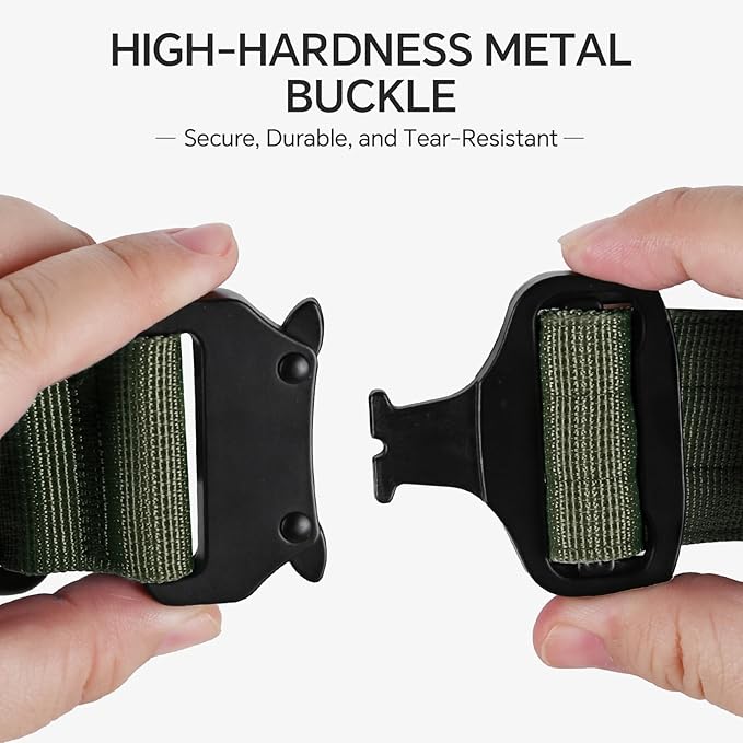 Tactical Thick Dog Collar, Adjustable Training Nylon Dog Collar, Heavy Duty Metal Buckle & Control Handle for Small Medium Large Dogs (M, Green)