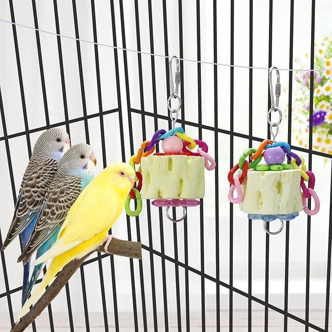 Litewoo Bird Beak Grinding Stone Molar Mineral Block Toy Bird Cage Accessories for Bird Parrot Budgie Parakeet Cockatiel Lovebirds Conures Finch Hamster Rat (1Pcs)