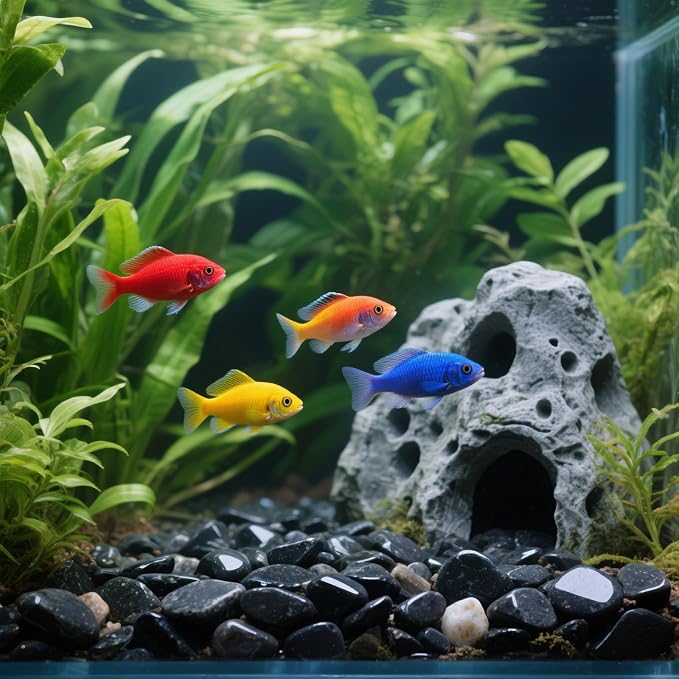 0.96LB Decorative Stones Fish Tank Gravel Succulent Rocks Natural Pebbles Vase Filler Aquarium Decor Crushed Quartz Polished Irregular Shaped Bulk - Black Obsidian