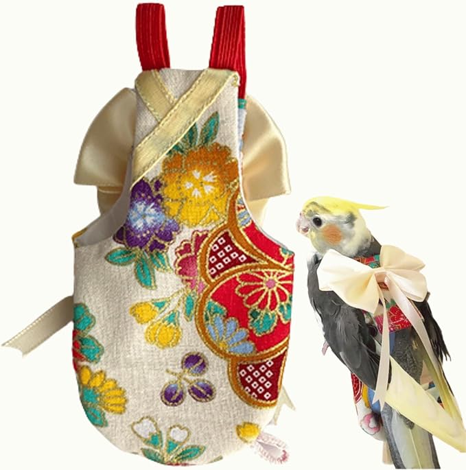 Bird Flight Suits Diapers, Parrot Flight Suits Diapers for Quaker Parakeets Cockatiels Flight Suits, Parrot Clothes (Almond A,S)