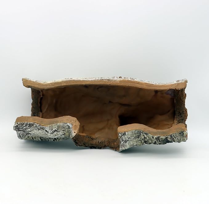 JIHAQUA Aquarium Resin Bark Terrarium Decor, Lizard, Snake or Reptile Hide | Lizard, Spider and Aquarium Fish Hide Cave (Medium Bark A)