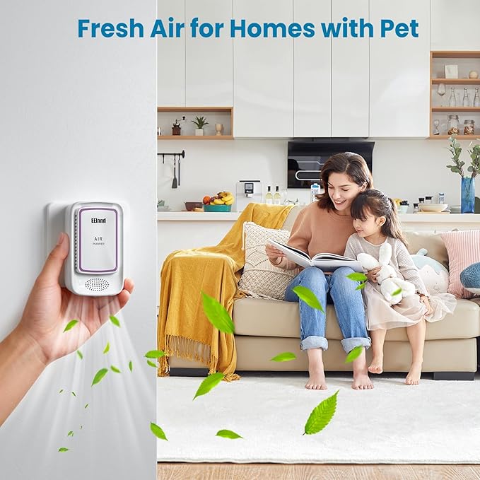 Plug In Air Purifier for Home Pets, Ionic Air Ionizers & Pet Odor Eliminator, Litter Box Deodorizer for Cats, Compact Filterless Air Freshener for Kitchen, Bedroom, Small Room, Ozone Free, 1-Pack