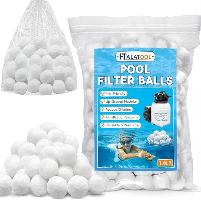 Halatool 1.6 LB Pool Filter Balls for Sand Filter, Replace 57 LB Pool Sand | Reusable, Lighter, Long-Lasting Use, High-Efficiency Filter Balls for Swimming Pool Filter, Aquarium Tank, Clean & Safe Water
